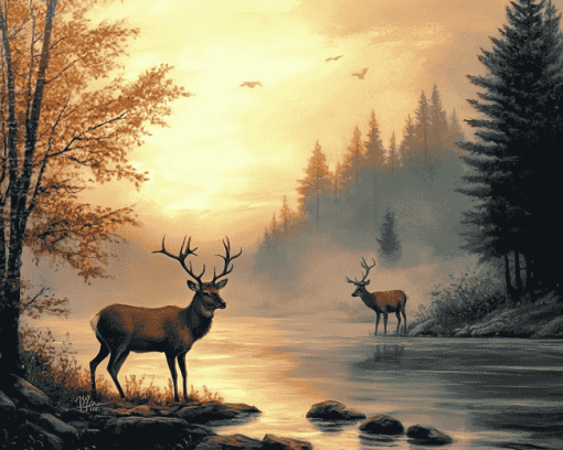 Two Deer Among Nature Diamond Painting