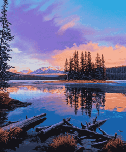 Two Jack Lake Sunset Diamond Painting