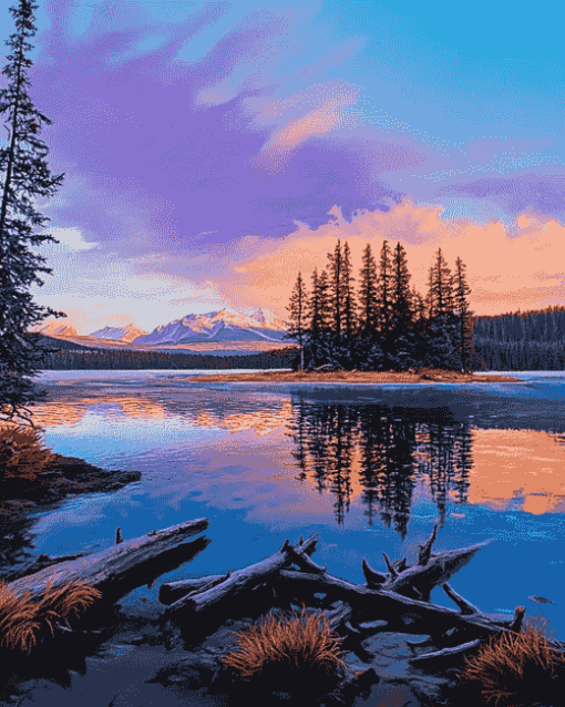 Two Jack Lake Sunset Diamond Painting