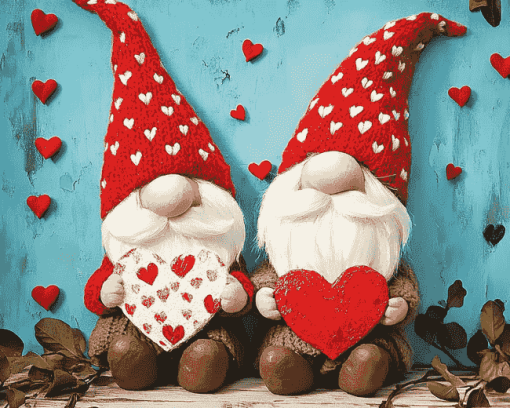 Valentine Gnome Cartoons Diamond Painting