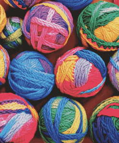 Vibrant Yarn Ball Patterns Diamond Painting