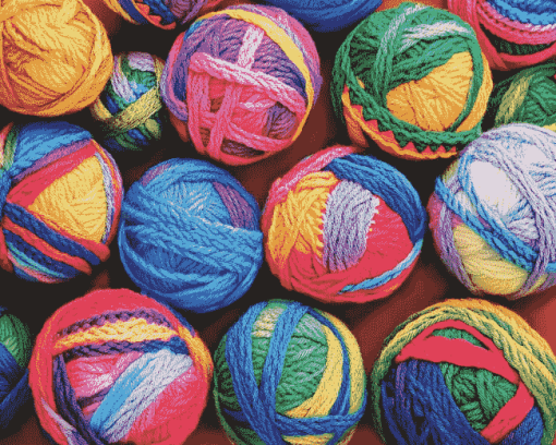 Vibrant Yarn Ball Patterns Diamond Painting