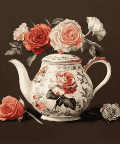 Victorian Teapot Roses Diamond Painting