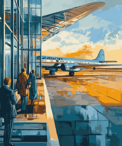 Vintage Airport Scenery Diamond Painting