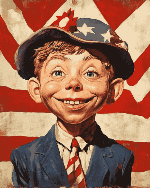 Vintage Alfred E Neuman American Flag Diamond Painting