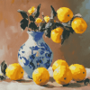 Vintage Blue Vase Lemons Diamond Painting