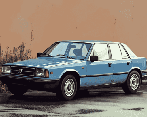 Vintage Blue Volvo 240 Diamond Painting