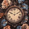 Vintage Clock and Flowers Diamond Painting