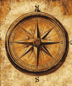 Vintage Compass Rose Diamond Painting