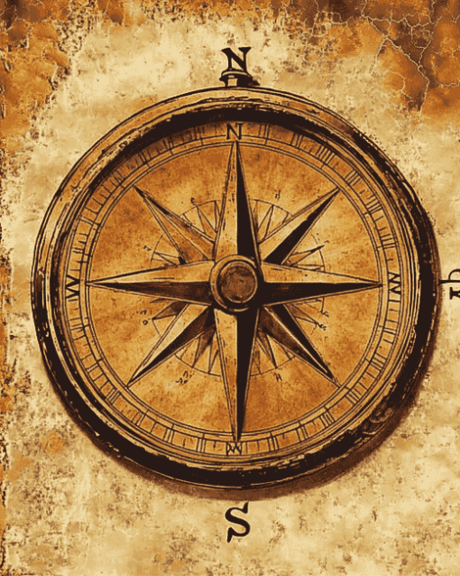 Vintage Compass Rose Diamond Painting