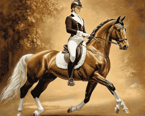 Vintage Dressage Horse Rider Diamond Painting