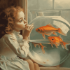 Vintage Goldfish with Little Girl Diamond Painting