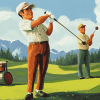 Vintage Golfers Cartoon Diamond Painting