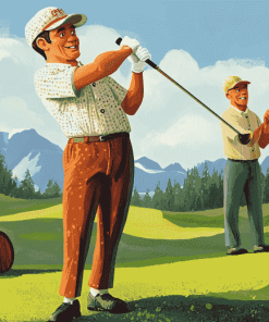 Vintage Golfers Cartoon Diamond Painting