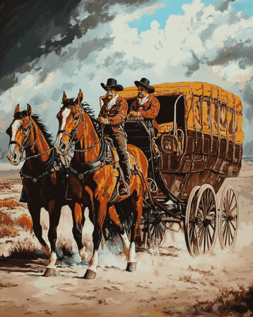 Vintage Horse Stagecoach Diamond Painting