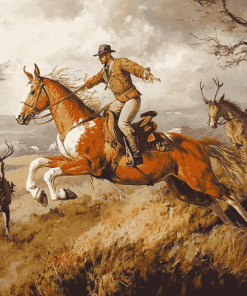 Vintage Hunting Scene Diamond Painting