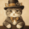 Vintage Kitty with Hat Diamond Painting