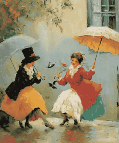 Vintage Ladies with Umbrellas Diamond Painting