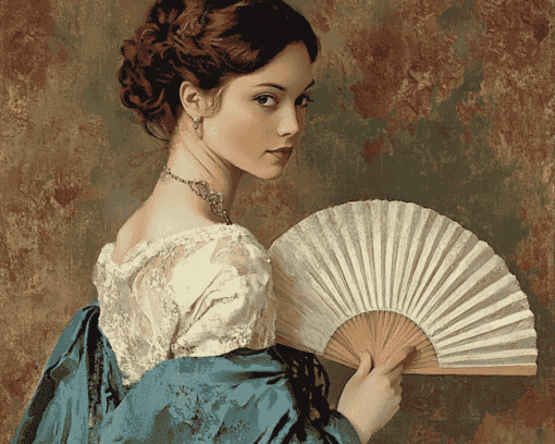 Vintage Lady Hand Fan Diamond Painting