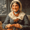 Vintage Lady Knitting Diamond Painting