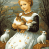 Vintage Lady with Animals Diamond Painting