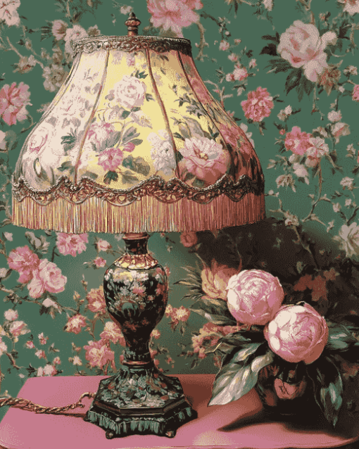 Vintage Lampshade and Floral Diamond Painting