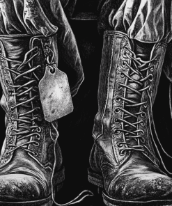 Vintage Monochrome Boots Diamond Painting