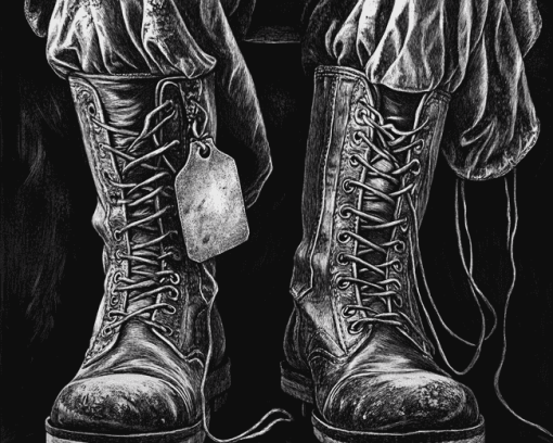 Vintage Monochrome Boots Diamond Painting