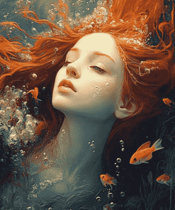 Vintage Redhead Girl Underwater Diamond Painting