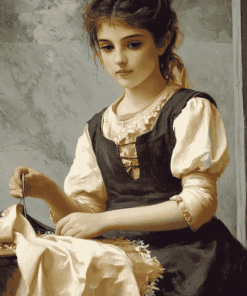 Vintage Sewing Girl Diamond Painting