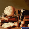 Vintage Still Life with Books and Globe Diamond Painting