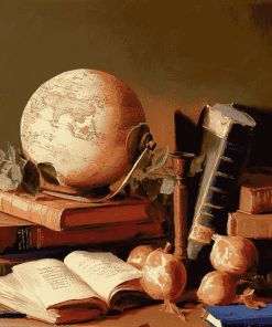 Vintage Still Life with Books and Globe Diamond Painting