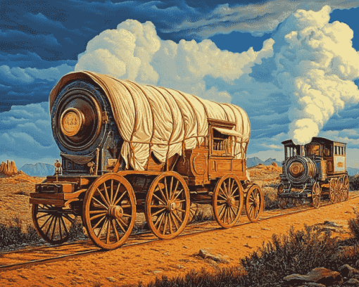 Vintage Wagon Engines Diamond Painting