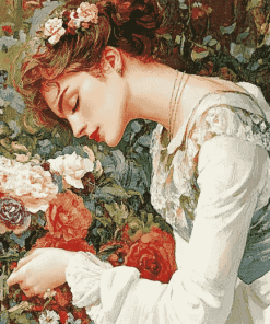 Vintage Woman With Flowers Diamond Painting