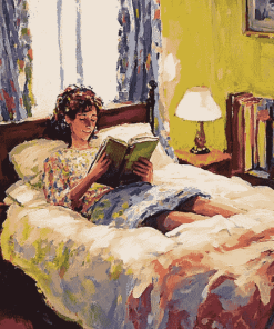 Vintage Woman in Bed Diamond Painting