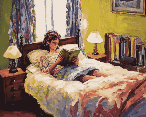 Vintage Woman in Bed Diamond Painting