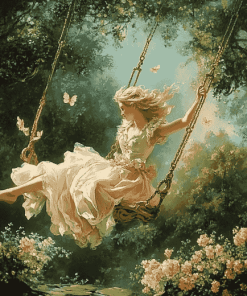 Vintage Woman on Swing Diamond Painting