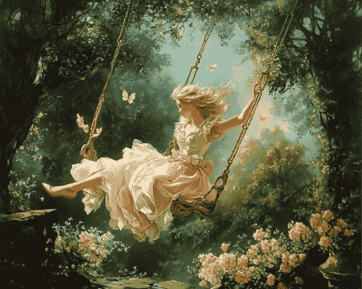 Vintage Woman on Swing Diamond Painting