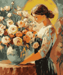 Vintage Woman with Roses Diamond Painting