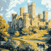 Warkworth Castle Fortress Diamond Painting