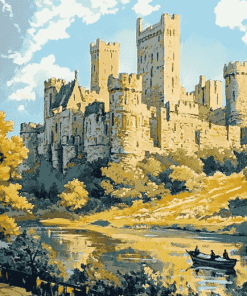 Warkworth Castle Fortress Diamond Painting