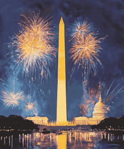 Washington Monument Fireworks Display Diamond Painting