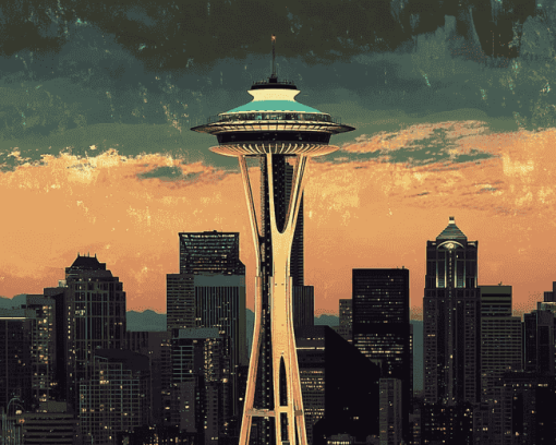 Washington Space Needle City Diamond Painting