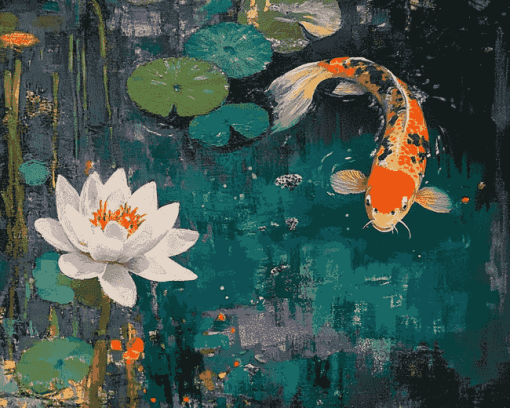 Water Lilies and Koi Fish Diamond Painting