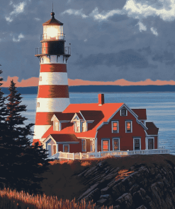 West Quoddy Head Maine Lighthouse Diamond Painting