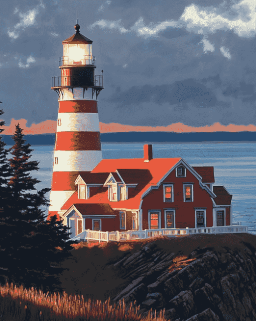 West Quoddy Head Maine Lighthouse Diamond Painting