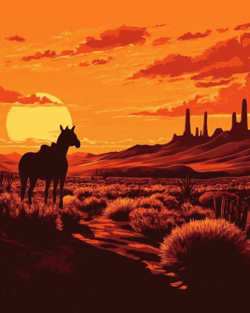 Western Desert Silhouette Diamond Painting