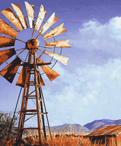 Western Windmill Landscape Diamond Painting