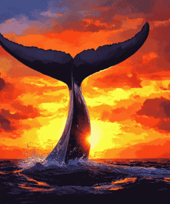 Whale Tail Silhouette Diamond Painting