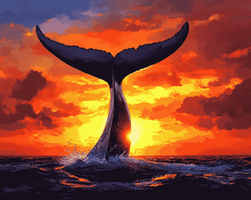 Whale Tail Silhouette Diamond Painting